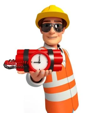 Young worker with time bomb Stock Illustration