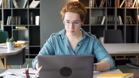 Young working manager take part in online video conference call using laptop Stock Footage 79932869