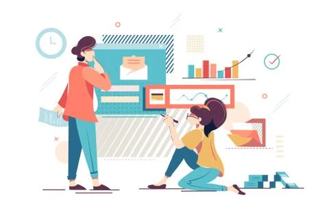 Young working process Stock Illustration