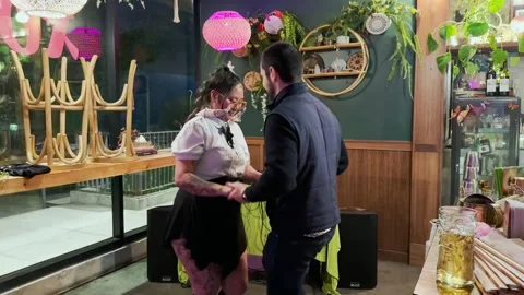 Younger People Learning to Dance at a Bar on a Friday Night in Portland, OR Stock Footage 277183424