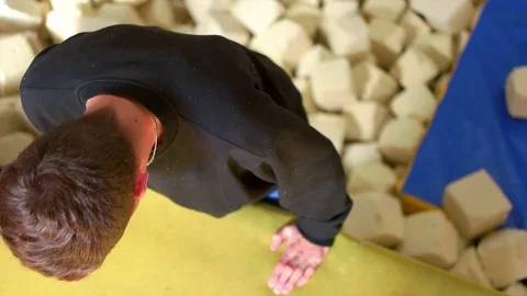 Younger Trying to do Backflip Stock Footage 70528905