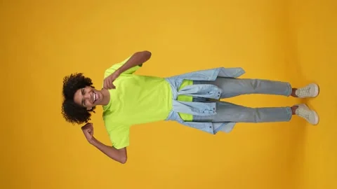 Youngster guy train gym show muscular arms isolated bright color background Stock Footage 168813221