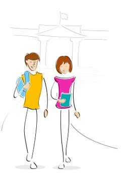 Youngsters going to collage Stock-Illustration