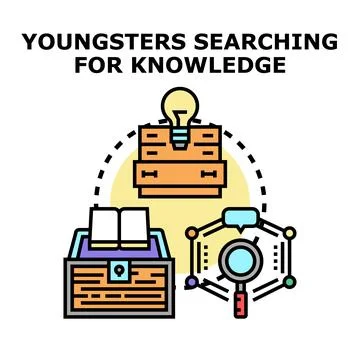 Youngsters searching for knowledge and discovering ideas Stock Illustration