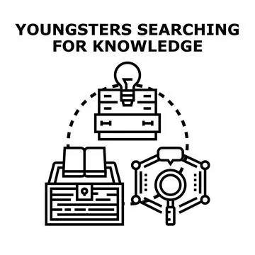 Youngsters searching for knowledge and discovering ideas Stock Illustration