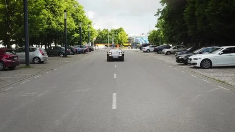 Youngtimer cabrio car going to the camera Stock Footage 131836877