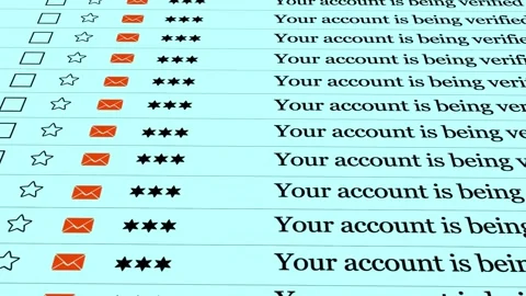 Your account is being verified notification message scrolling on a digital .. Stock Footage 325558188