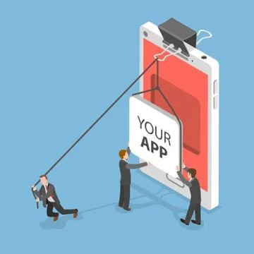 Your app flat isometric vector concept. Stock Illustration