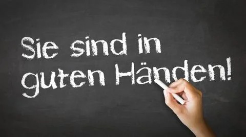 Your are in good hands chalk illustration (in german) Stock Illustration
