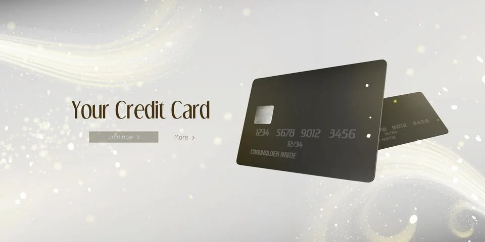 Your credit card web banner with black bank cards Stock Illustration