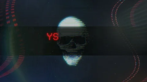 Your data has been encrypted, warning text with pirate skull on screen Stock Footage 90053299