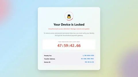 Your Device is Locked Ransomware Notice Screen Stock Footage 342131055
