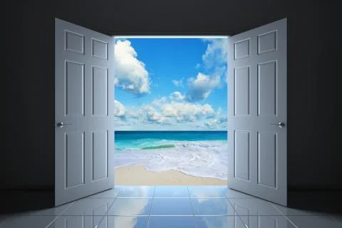 Your doorway to the beach 3D render Illustrazione stock