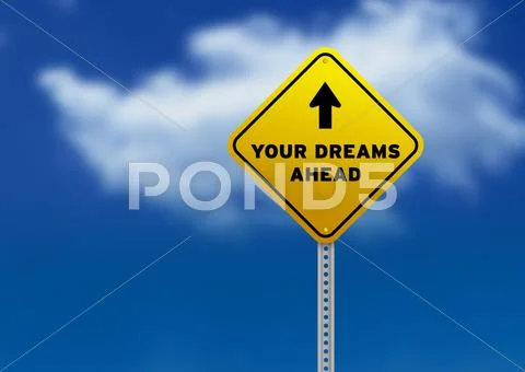 Your dreams ahead road sign Stock Illustration