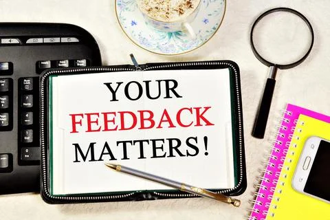 Your feedback is important. Text label in the contact pad. Stock Photos