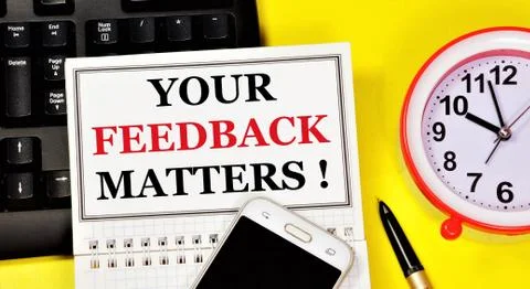 Your feedback matters. Text label in the contact Notepad. Foto stock