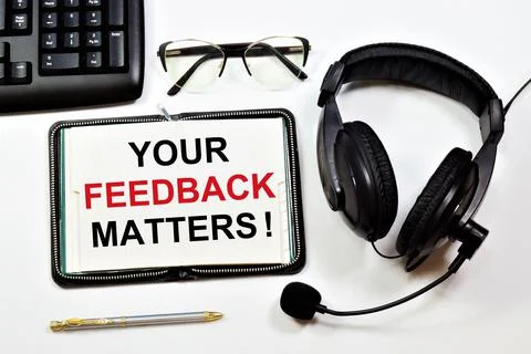 Your feedback matters. Text label in the contact pad. Stock Photos