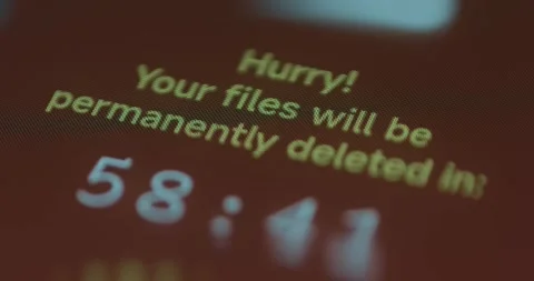 Your Files Will Be Deleted In lettering with countdown, cyber attack concept Stock Footage 310805812
