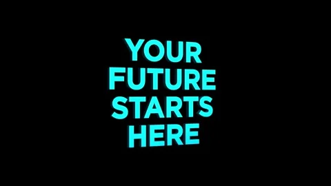 Your future starts here 3D Text 4k Animation on White Alpha Channel black G.. Stock Footage 313627808