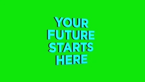 Your future starts here 3D Text 4k Animation on White Alpha Channel black G.. Stock Footage 313627816