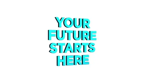 Your future starts here 3D Text 4k Animation on White Alpha Channel black G.. Stock Footage 313627817