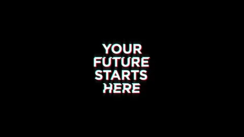 Your future starts here text glitch screen effect abstract media video animation Stock Footage 313001105