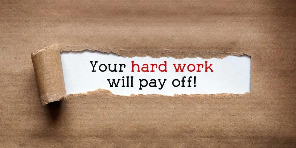 Your hard work will pay off - torn strip of brown kraft paper Stock Illustration