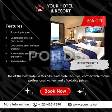 Your hotel and resort special offer with 30 percent off Modèle PSD