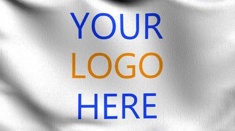 Your logo here flag blowing in the wind. 3D rendering illustration of waving  Stock Illustration