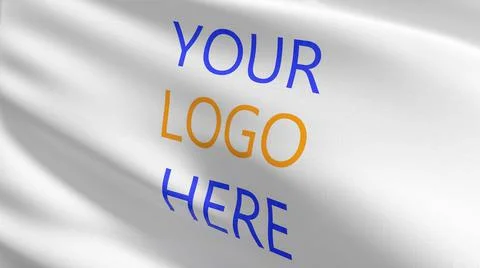 Your logo here flag blowing in the wind. 3D rendering illustration of waving  Stock Illustration