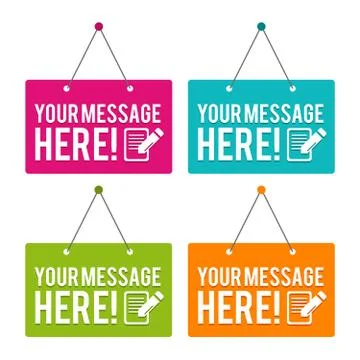 Your Message here hanging Door Sign. Eps10 Vector. Stock Illustration