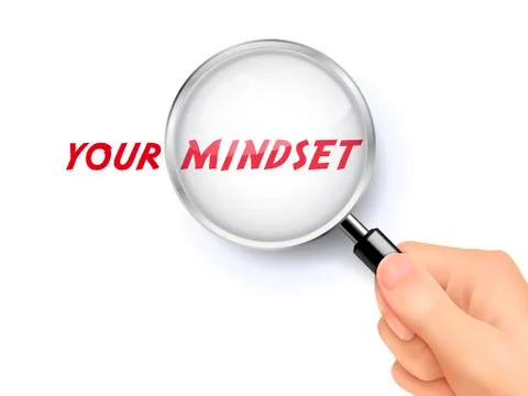 Your mindset words showing through magnifying glass 스톡 일러스트
