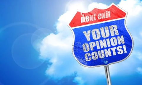 Your opinion counts, 3D rendering, blue street sign イラスト素材