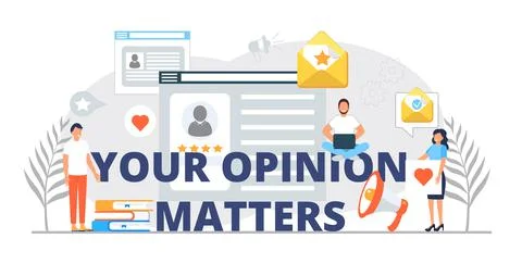 Your opinion matters concept vector. Rewiew, ranking of customer, buyer Stock Illustration