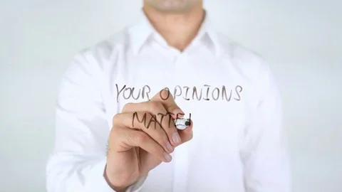 Your Opinion Matters, Man Writing on Glass Stock Footage