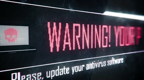 Your PC is under attack, update antivirus software screen text, system message Stock Footage 62890932