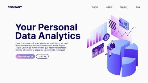 Your Personal Data Analytics. Data Analyse. Landing Page Template Illustrazione stock