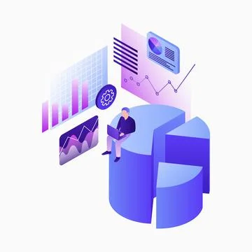 Your Personal Data Analytics Illustration. Data Analyse. Financial Growth. White Illustrazione stock