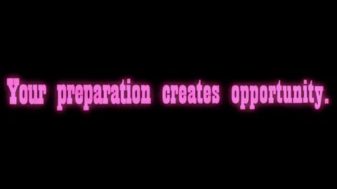 Your Preparation Creates Opportunity Glowing Pink Motivational Business Quote Video stock 344052331