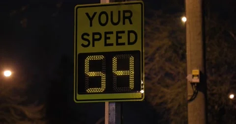 Your speed sign at night Stock Footage 149379504