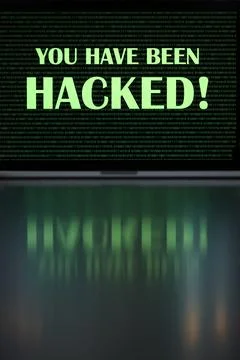 Your systems been compromised. a laptop with the words You have been hacked on Stock Photos