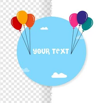 Your text badge with flat colourful balloons in cartoon style 스톡 일러스트