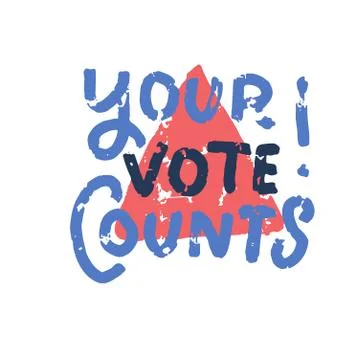 Your vote counts - modern stamp message design isolated over an red grunge Illustrazione stock