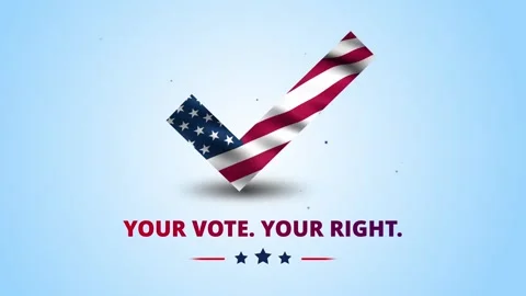 Your Vote Your Right USA Voting Rights Animation with American Flag Checkmark Stock Footage 345218715