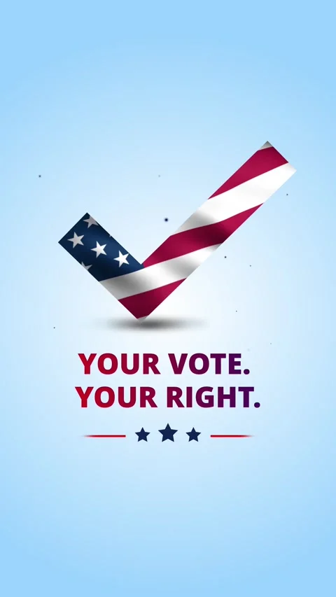 Your Vote Your Right USA Voting Rights Animation with American Flag Checkmark 库存影片 345309608