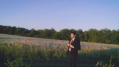 Your way to success. Looking to the future. Young businessman with elegant suit Stock Footage 92998191