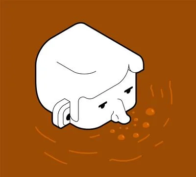 You're in deep shit. Man head in a puddle of shit. Concept everything is ba.. Illustrazione stock