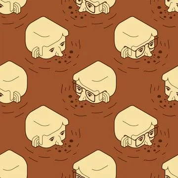 You're in deep shit pattern seamless. Man head in a puddle of shit backgrou.. Stock Illustration