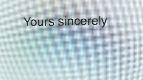 Yours sincerely being typed on a computer screen Video stock 85099330