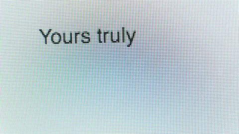 Yours Truly being typed on a computer screen Video stock 85100412